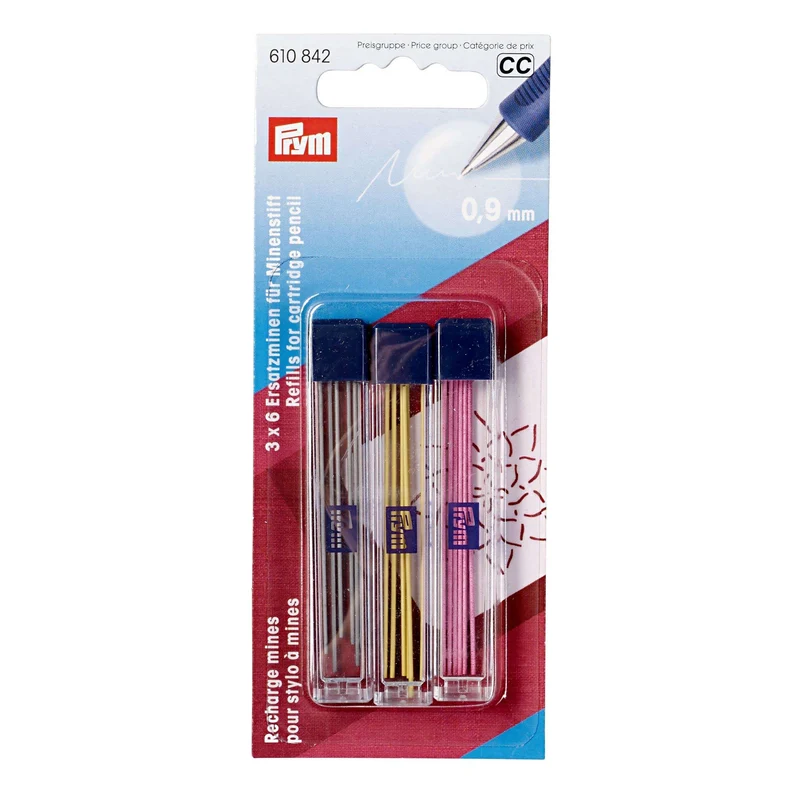 PRYM Recharges pour crayon de marquage pour tissu 0.9 mm | 3 couleurs