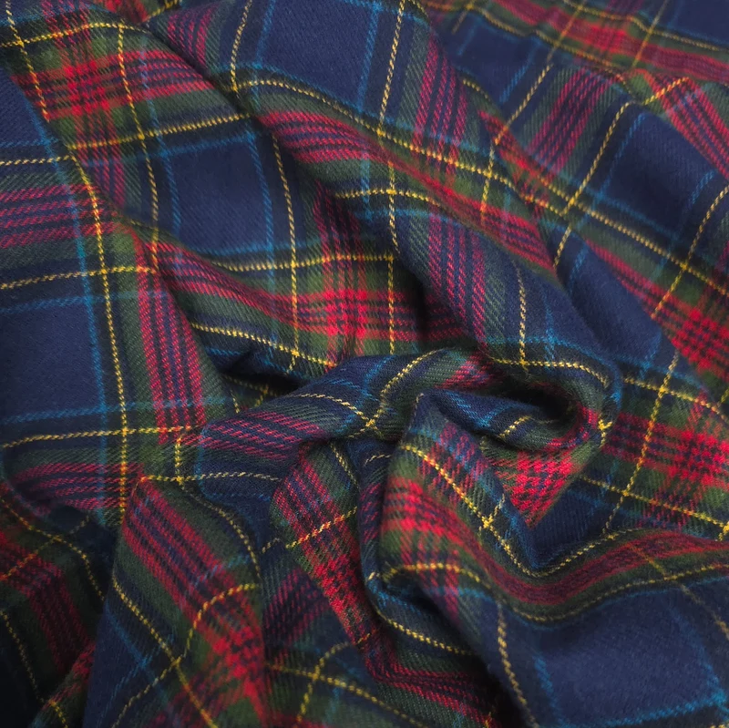 Flanelle de coton haut de gamme | Tartan Marine