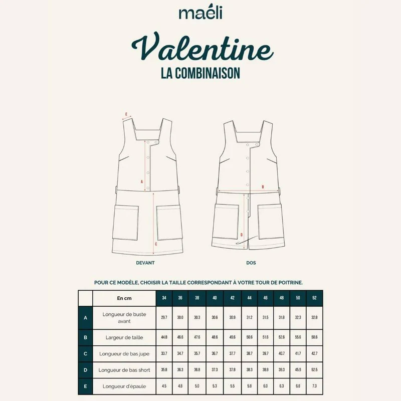 PATRON DE COUTURE PDF | Combinaison, robe & short Valentine | Maéli Paris | FRANÇAIS SEULEMENT