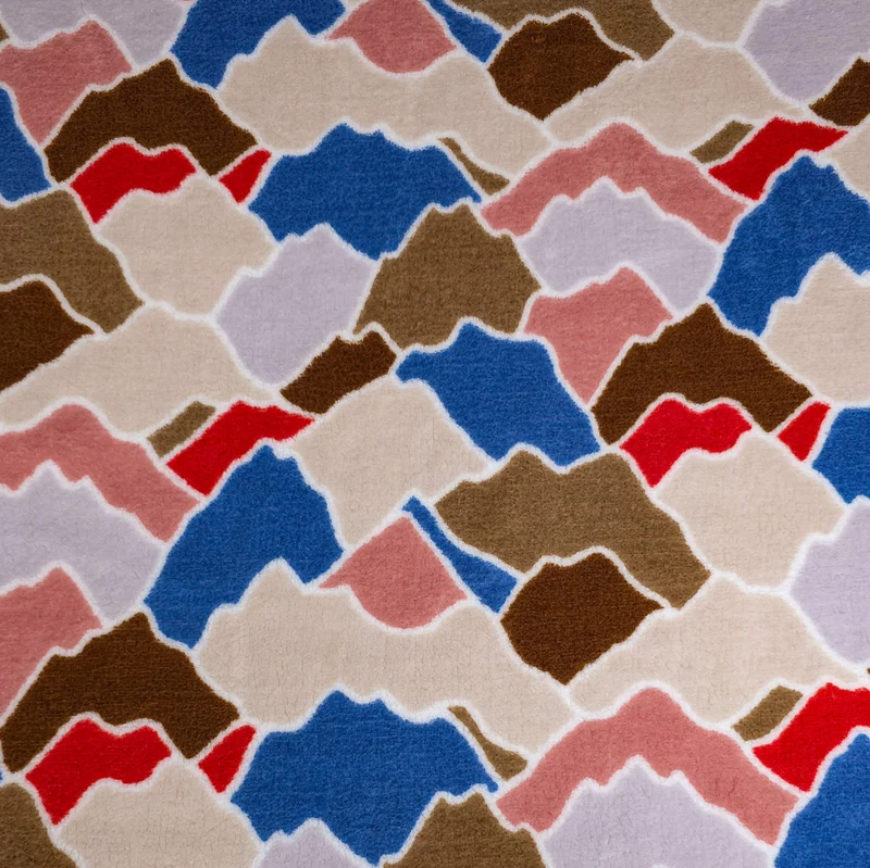 Tissu sherpa imprimé | Lin Montagne bleu | OEKO-TEX®
