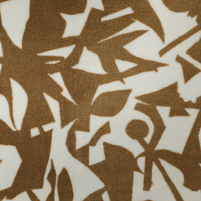 Tissu sherpa imprimé | Taupe et blanc cassé | OEKO-TEX®