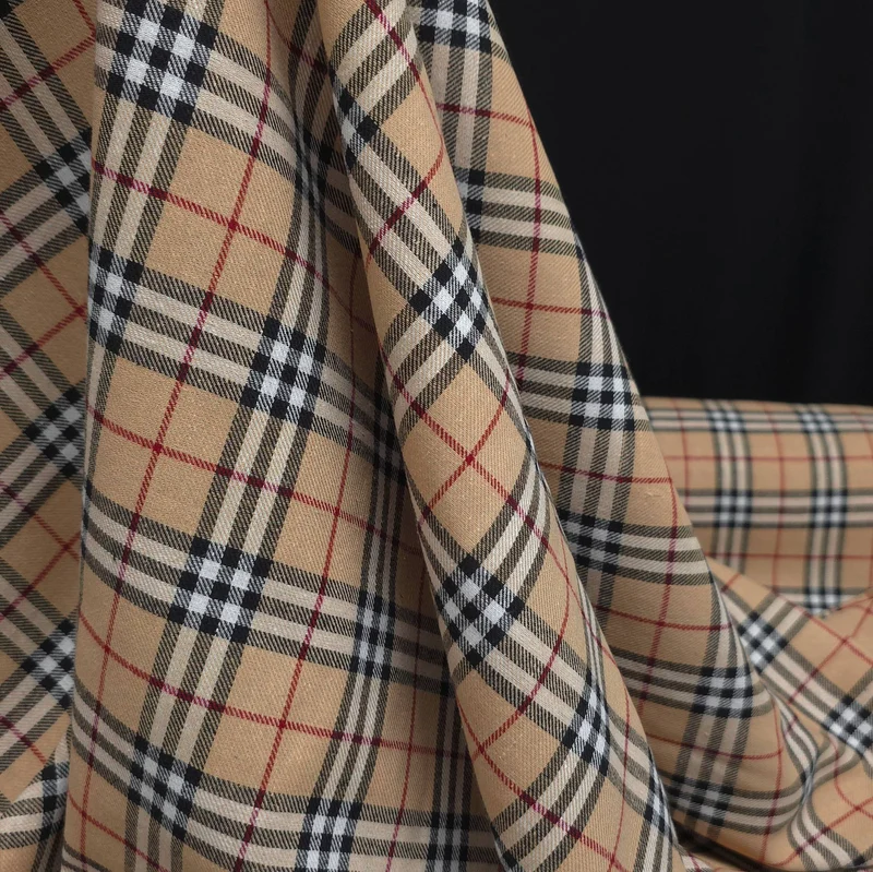 Flanelle de coton légère | Carreaux beiges traditionnels