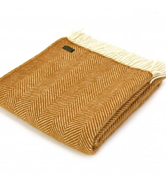Plaid Laine Jaune Moutarde 150 X 183 cm