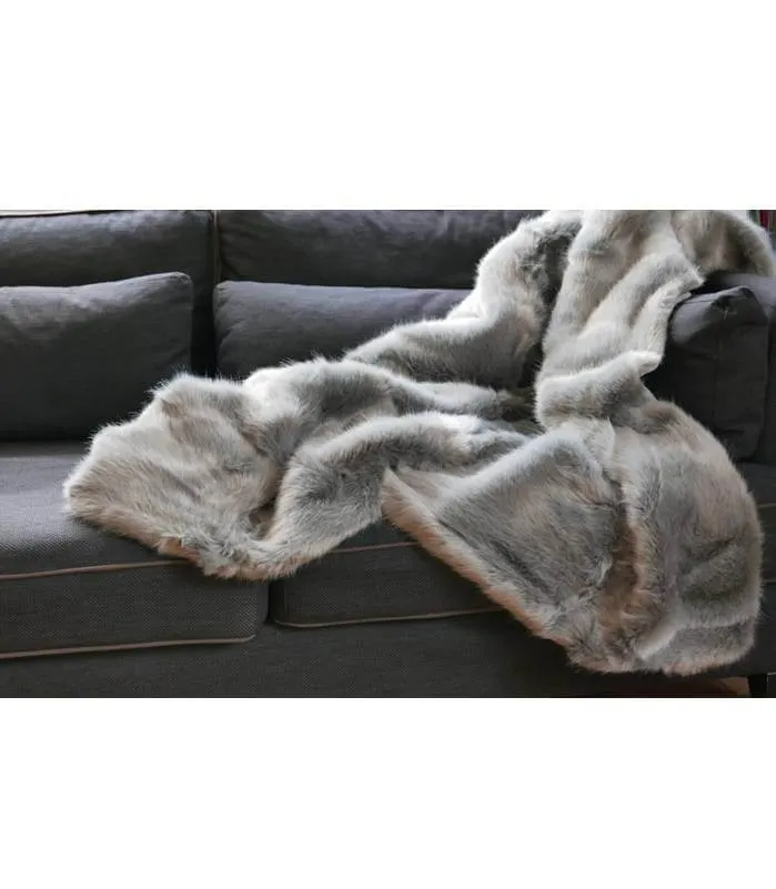 Couvre-lit Fausse Fourrure Luxe Gris Chartreux 250 X 250 cm