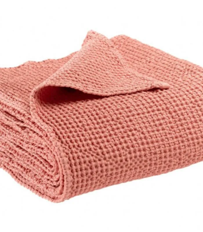 Jeté de canapé/ Couvre-lit 100% coton MAIA Rose