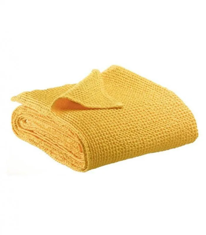 Jeté de canapé/ Couvre-lit 100% coton MAIA Jaune
