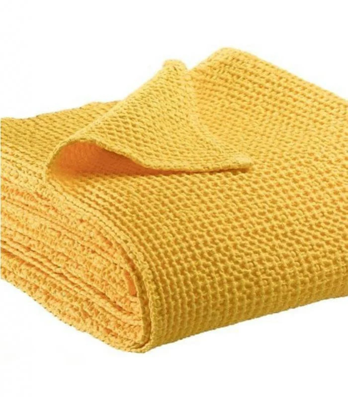 Jeté de canapé/ Couvre-lit 100% coton MAIA Jaune