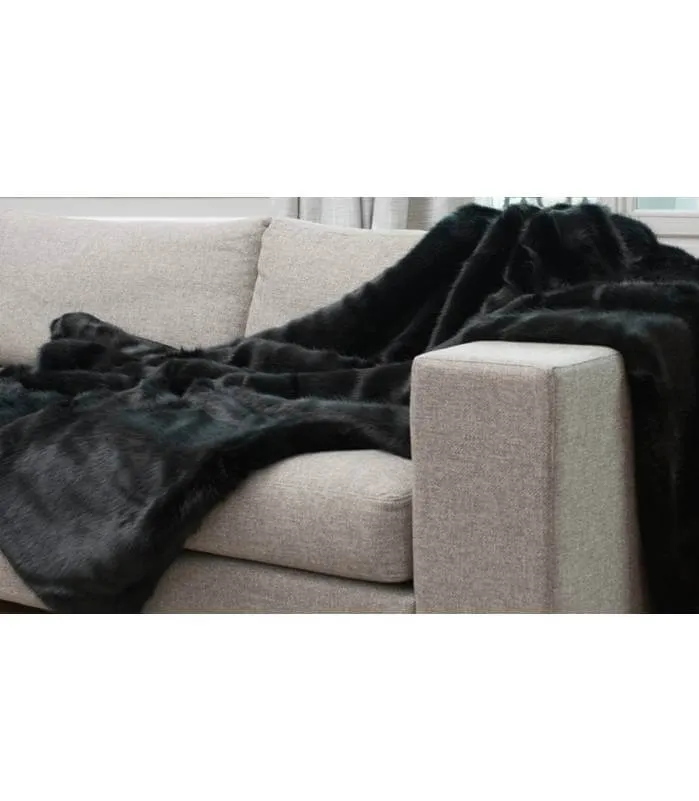 Plaid Fausse Fourrure Luxe Noir Bagheera