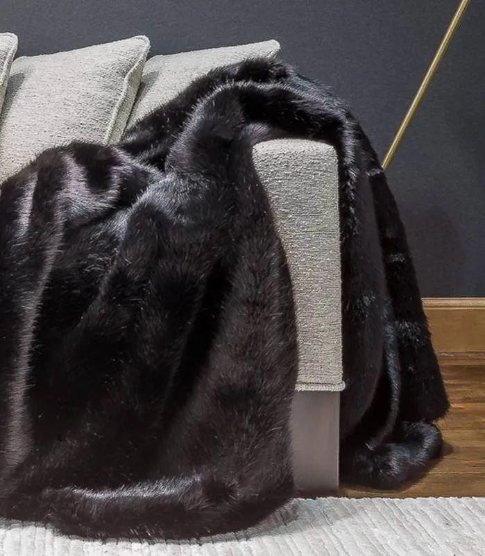 Plaid Fausse Fourrure Luxe Noir Bagheera