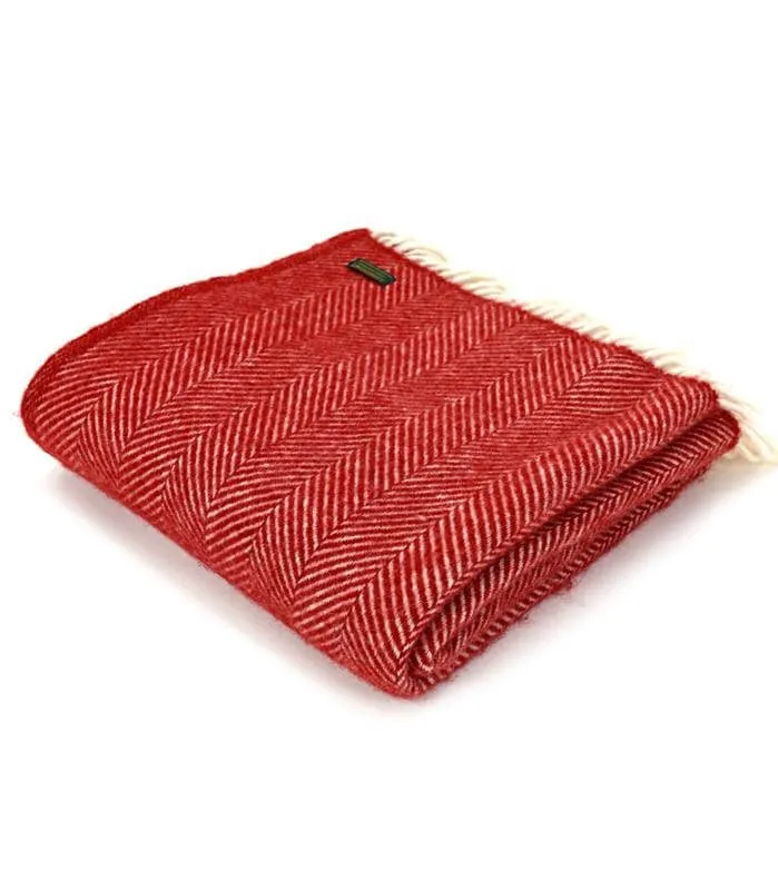 Plaid Laine Chevrons Rouge