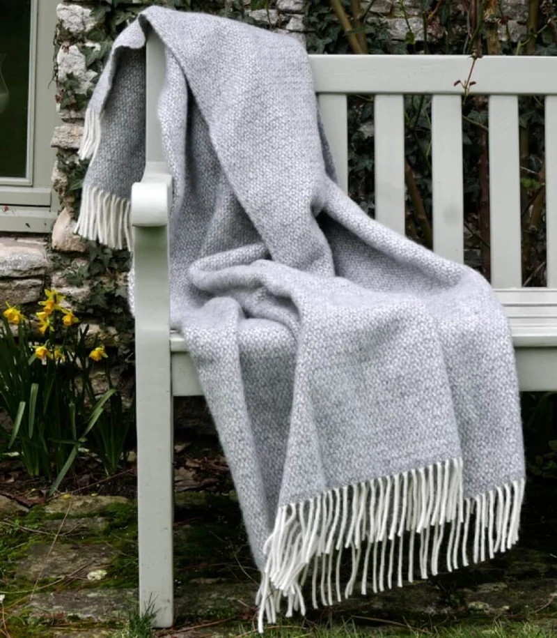 Plaid Pure Laine Gris 150 X 183 cm