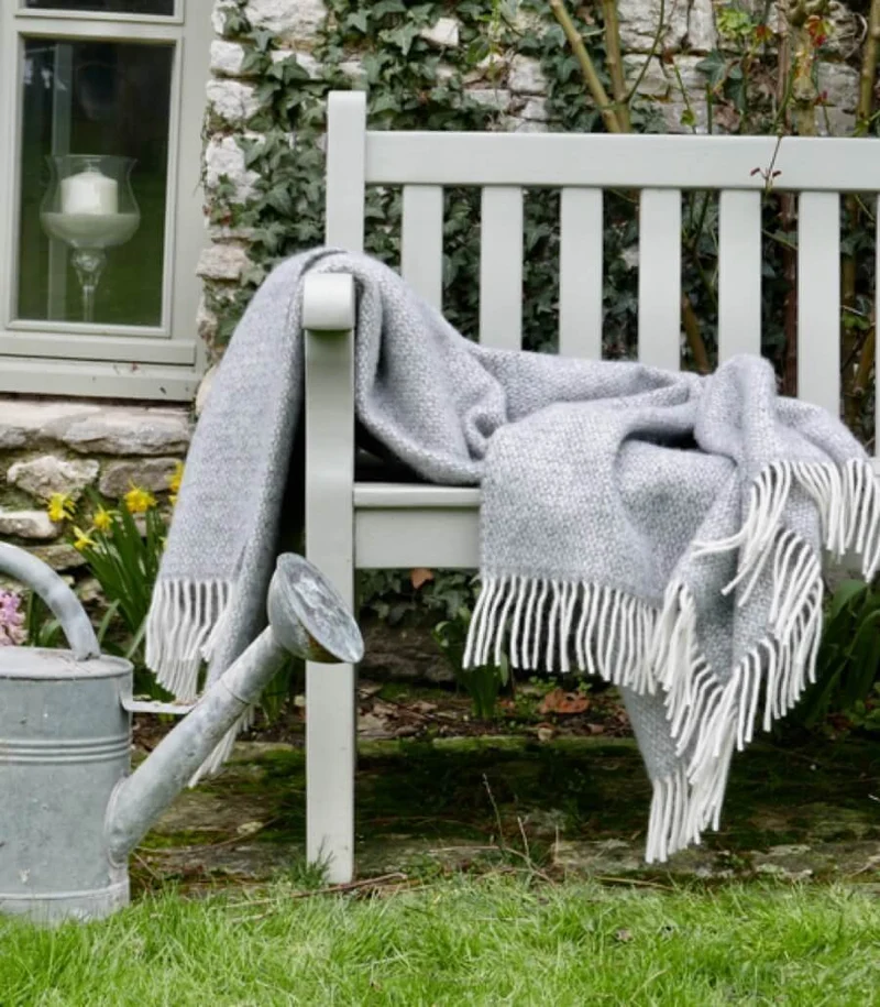 Plaid Pure Laine Gris 150 X 183 cm