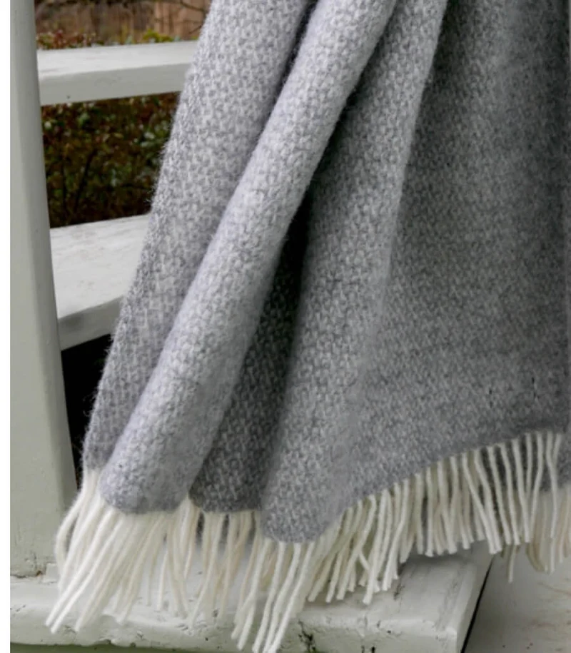 Plaid Pure Laine Gris 150 X 183 cm