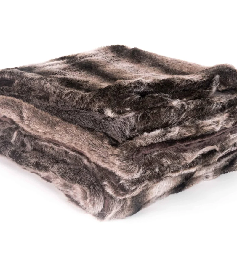 Plaid Fausse Fourrure Loup foncé 150 X 200 cm