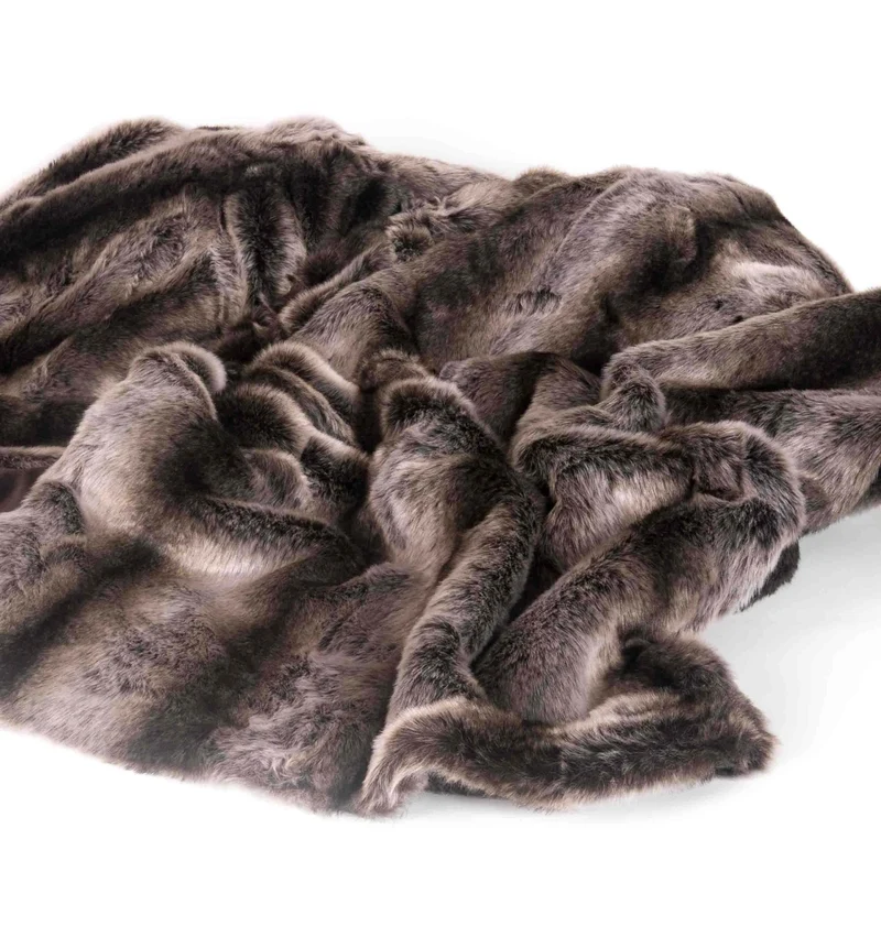Plaid Fausse Fourrure Loup foncé 150 X 200 cm