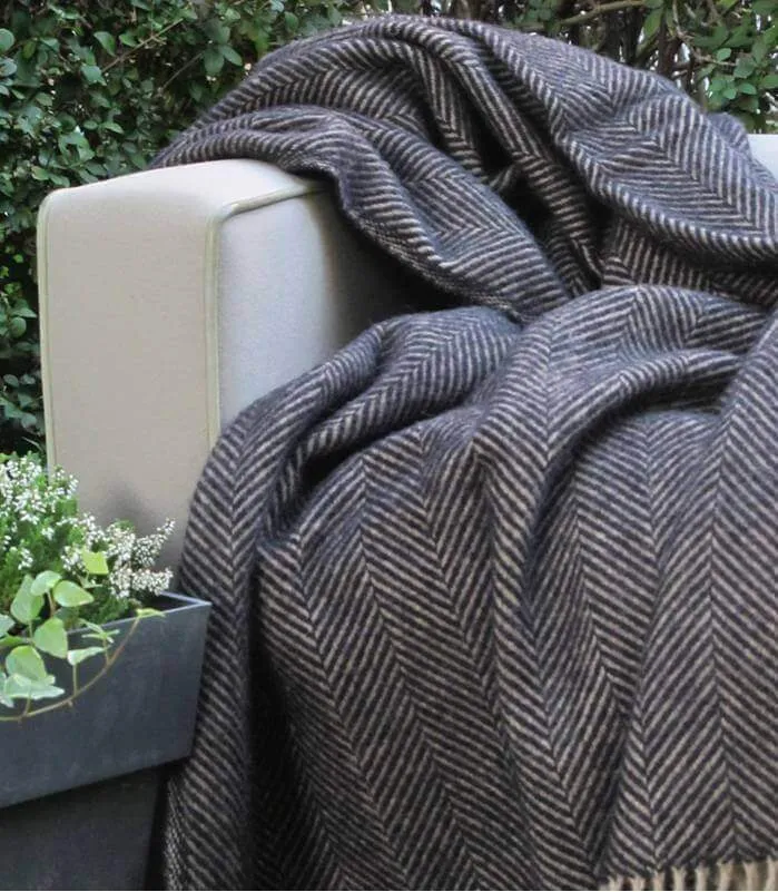 Plaid Laine Chevrons Vintage 150 X 183 cm
