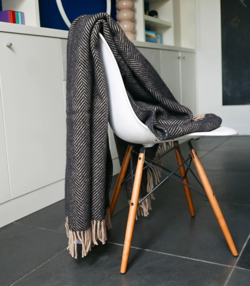 Plaid Laine Chevrons Vintage 150 X 183 cm