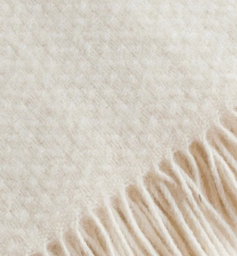 Plaid Laine Uni Blanc cassé Wafer 150 X 183 cm