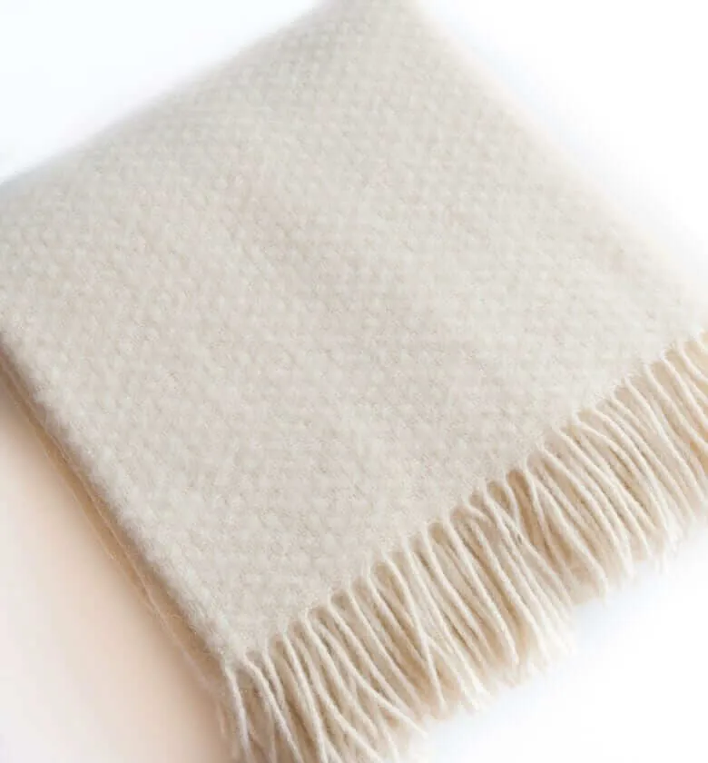 Plaid Laine Uni Blanc cassé Wafer 150 X 183 cm