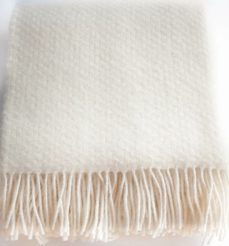 Plaid Laine Uni Blanc cassé Wafer 150 X 183 cm