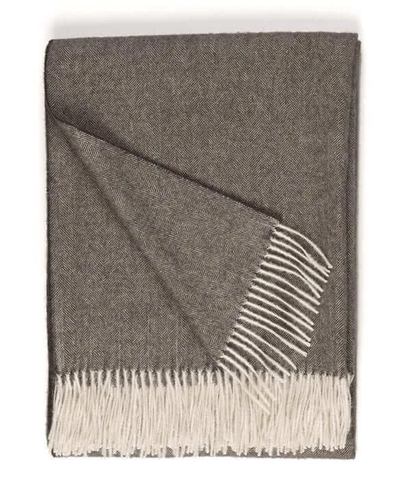 Plaid Laine Alpaga Luxe Chevrons Anthracite