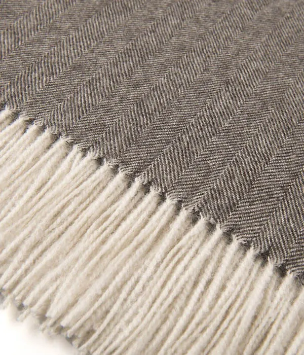 Plaid Laine Alpaga Luxe Chevrons Anthracite