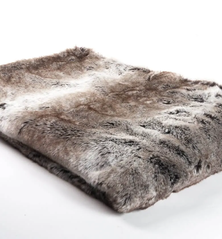 Couvre-lit Fausse Fourrure LUXE Gris 240 X 260 cm