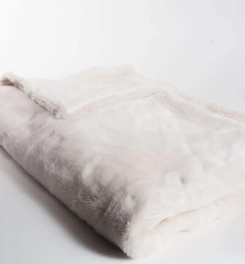 Plaid Fausse Fourrure LUXE Blanc cassé 130 X 180 cm
