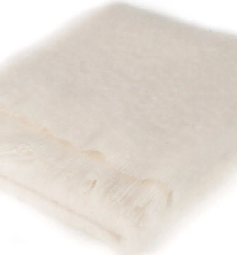 Plaid Mohair Blanc Cassé Naturel Luxe 140 X 180 cm