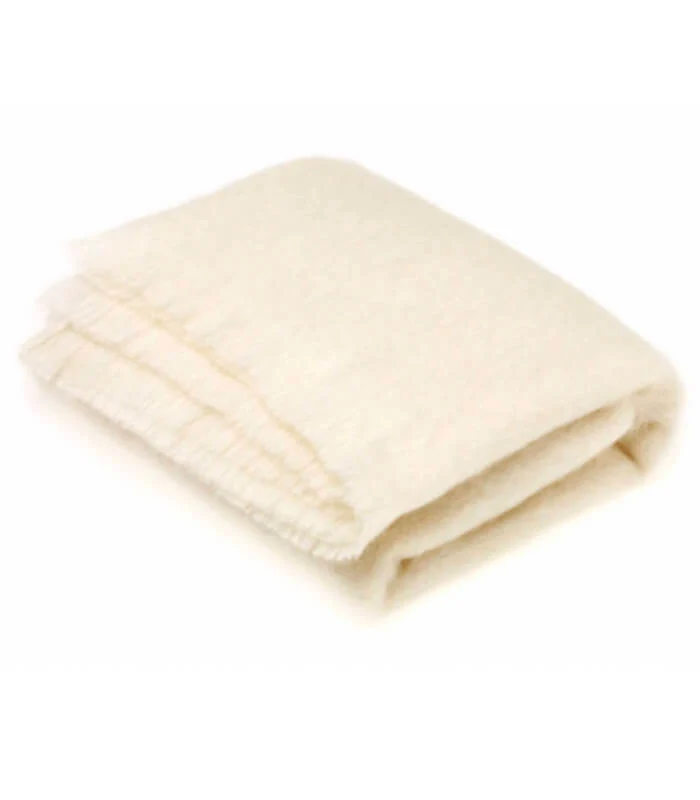 Plaid Mohair Blanc Cassé Naturel Luxe 140 X 180 cm