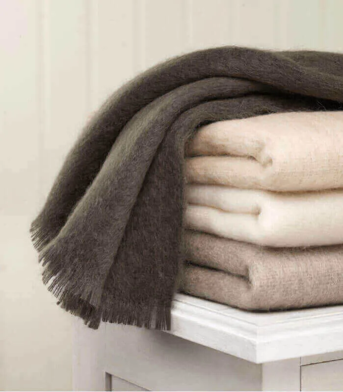 Plaid Mohair Blanc Cassé Naturel Luxe 140 X 180 cm