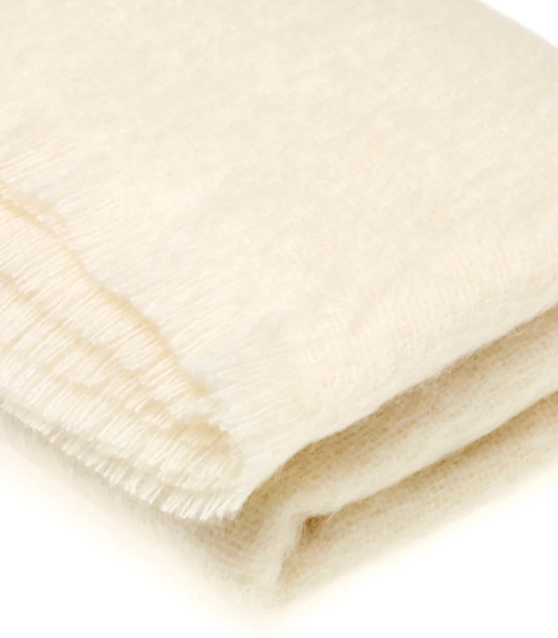 Plaid Mohair Blanc Cassé Naturel Luxe 140 X 180 cm