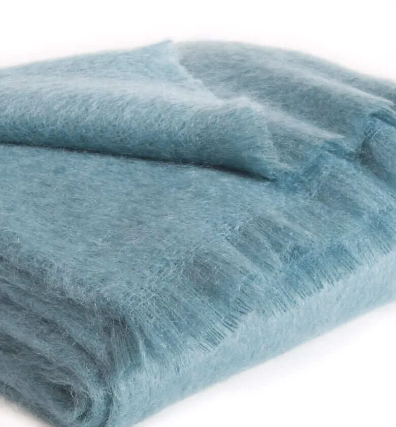 Plaid Mohair Bleu Vert Luxe 140 X 180 cm