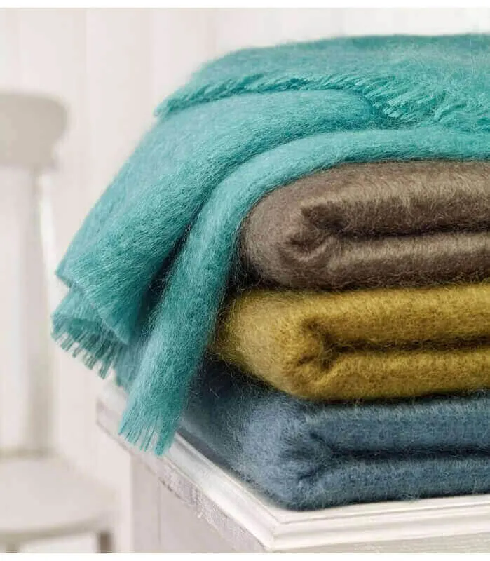 Plaid Mohair Bleu Vert Luxe 140 X 180 cm