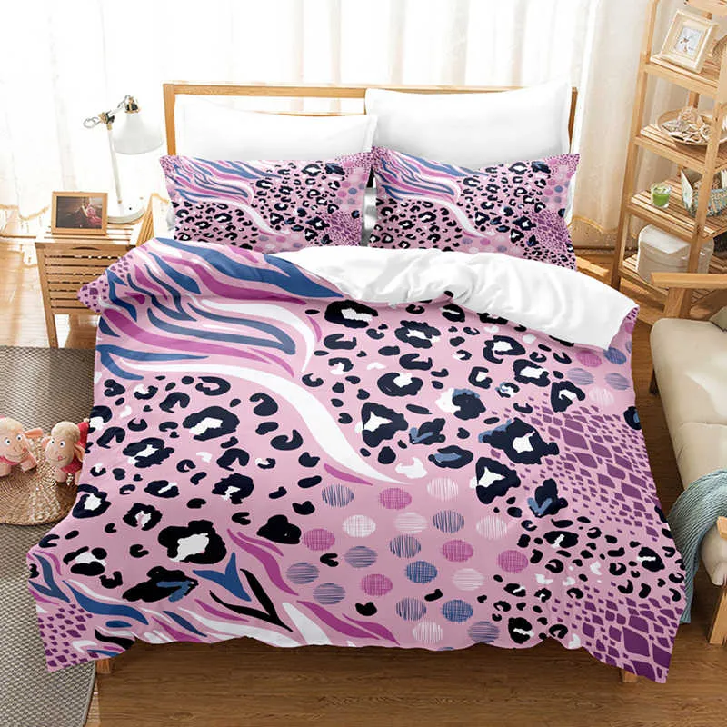 Housse de Couette et Deux Taies d'Oreiller Leopard 240cm