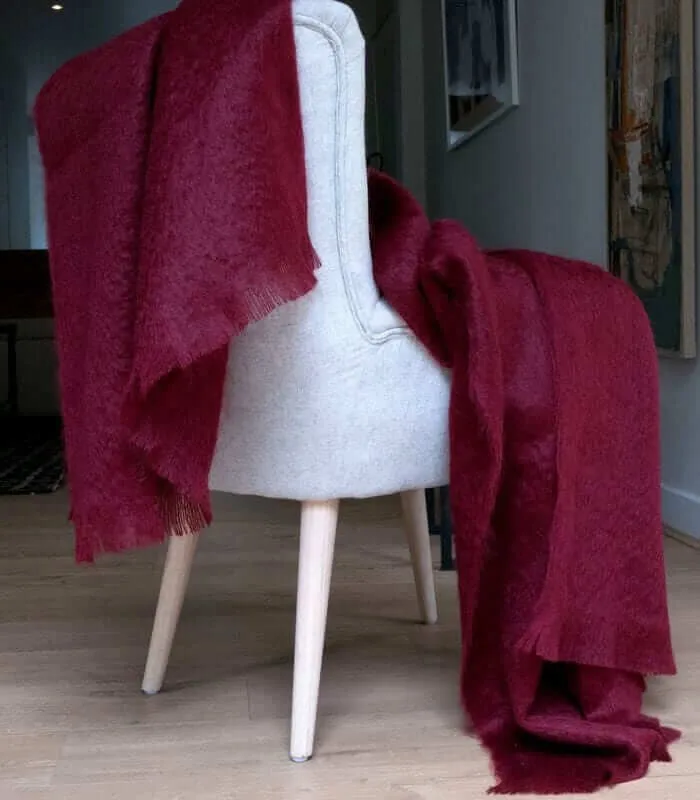 Plaid Mohair Bordeaux Vintage Luxe 140 X 180 cm