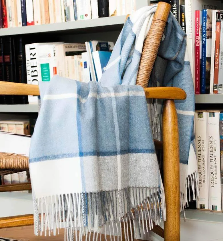 Plaid Laine Alpaga Luxe Hacienda Bleu 130 X 180cm