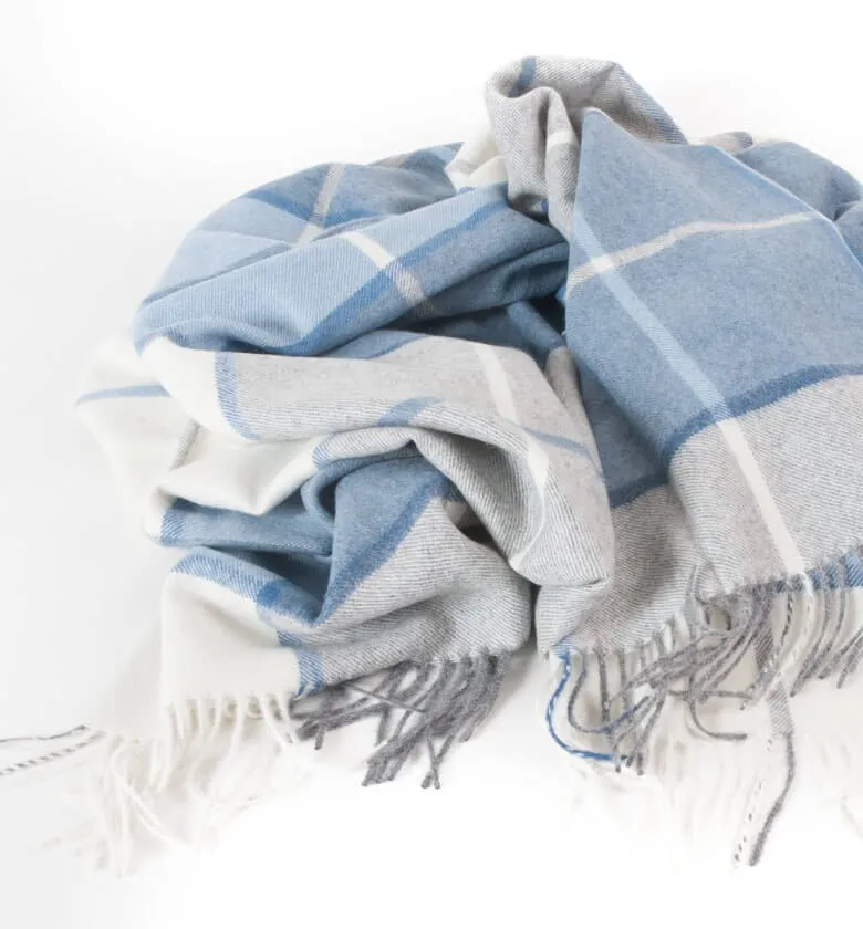 Plaid Laine Alpaga Luxe Hacienda Bleu 130 X 180cm
