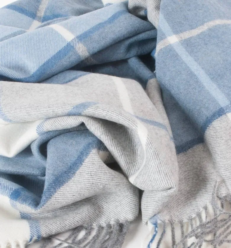 Plaid Laine Alpaga Luxe Hacienda Bleu 130 X 180cm
