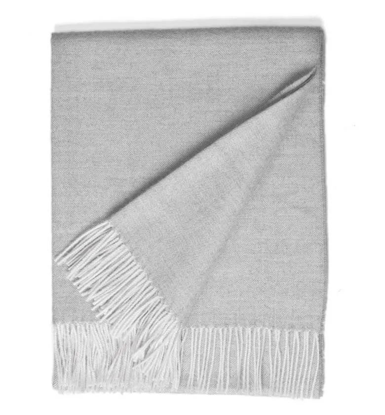 Plaid Laine Alpaga Luxe Inca Chic Chevrons Gris