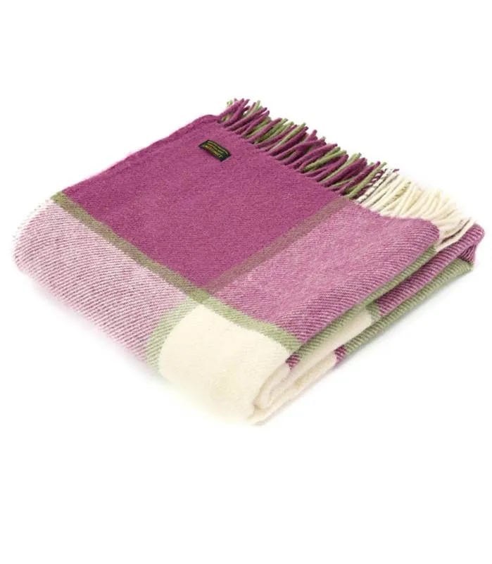Plaid Laine Carreaux Framboise 150 X 183 cm