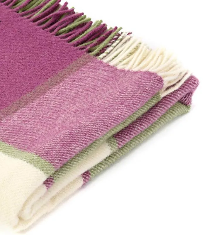 Plaid Laine Carreaux Framboise 150 X 183 cm