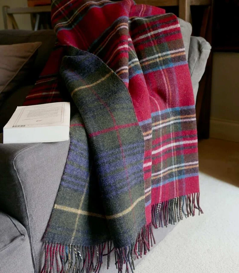 Plaid Laine Écossais Réversible Luxe Stewart 140 X 190 cm