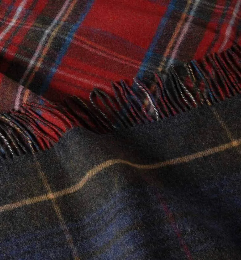 Plaid Laine Écossais Réversible Luxe Stewart 140 X 190 cm