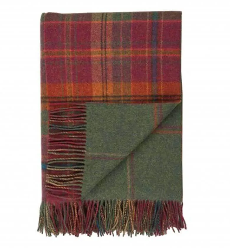 Plaid Laine Écossais Réversible Luxe Rouge et Vert 140 X 190 cm