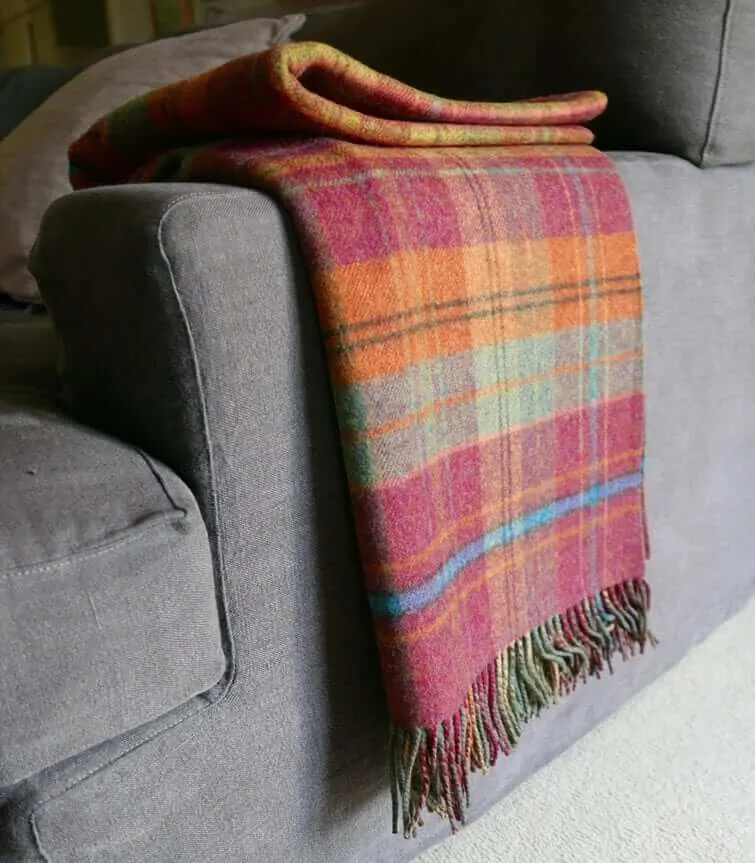Plaid Laine Écossais Réversible Luxe Rouge et Vert 140 X 190 cm