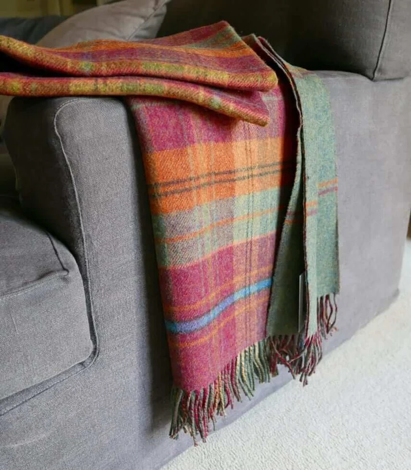 Plaid Laine Écossais Réversible Luxe Rouge et Vert 140 X 190 cm