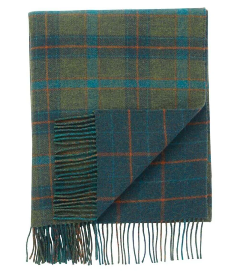 Plaid Laine Écossais Réversible Luxe Vert 140 X 190 cm