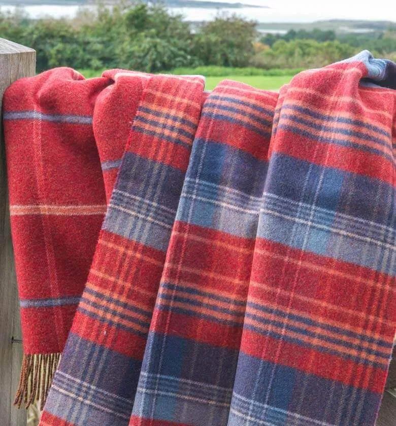 Plaid Laine Écossais Scottish Heritage Luxe Rouge et Bleu 140 X 190 cm