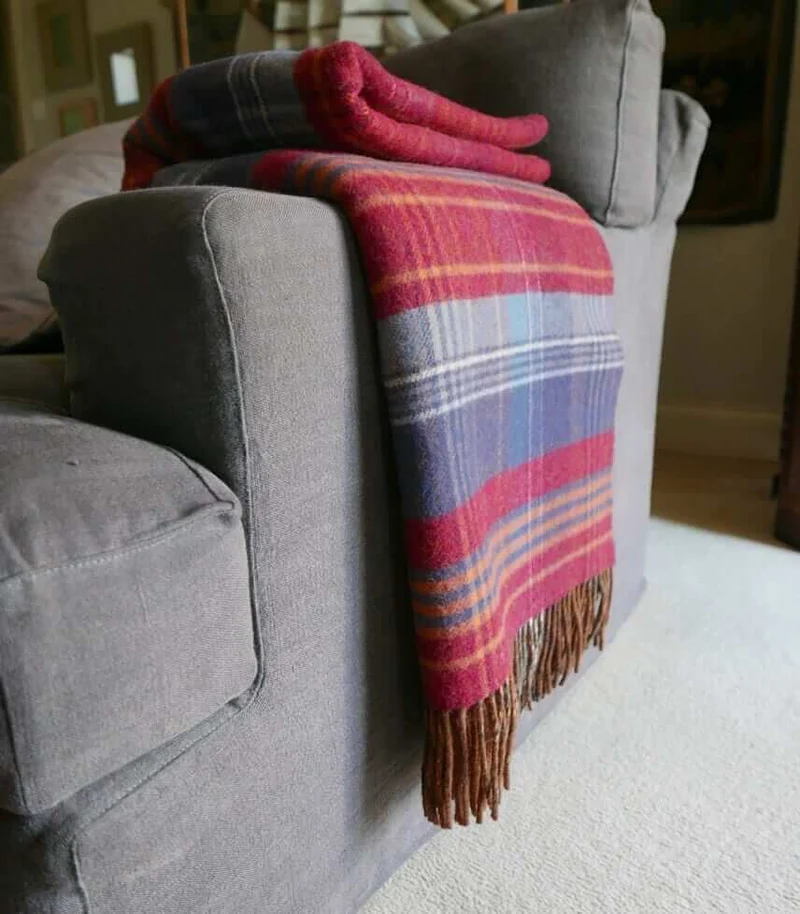 Plaid Laine Écossais Scottish Heritage Luxe Rouge et Bleu 140 X 190 cm